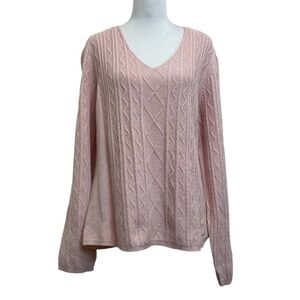 Charter Club Light Pink Silk Blend Caviar Beading Cable Knit Sweater
